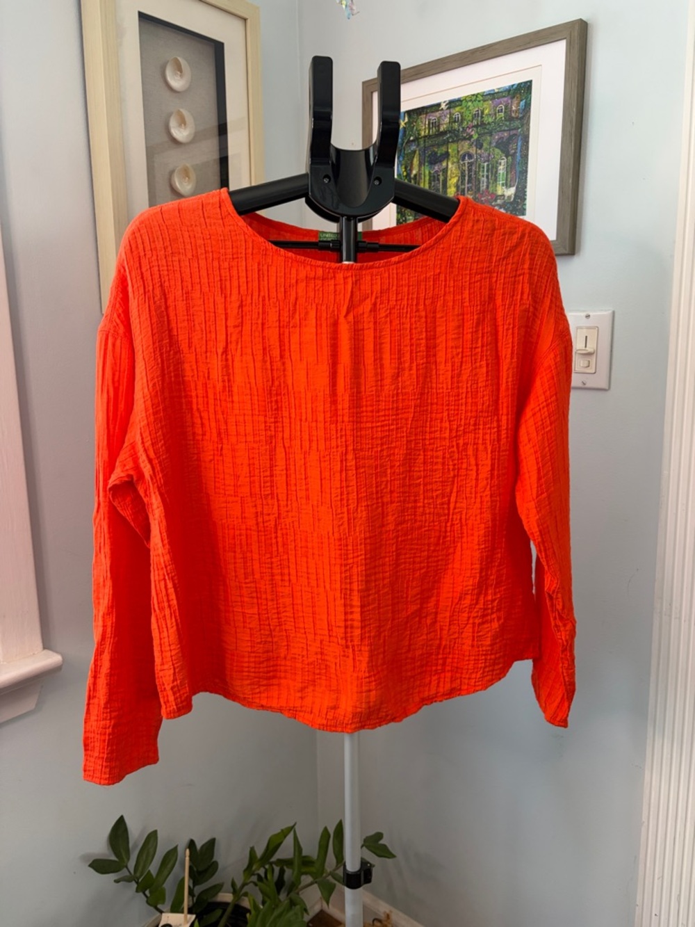 United Colors of Benneton Bright Orange Gauze Women's Top size S/M